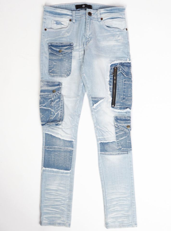 Focus Jeans - Ripped Side Pockets - Light Wash - 3413