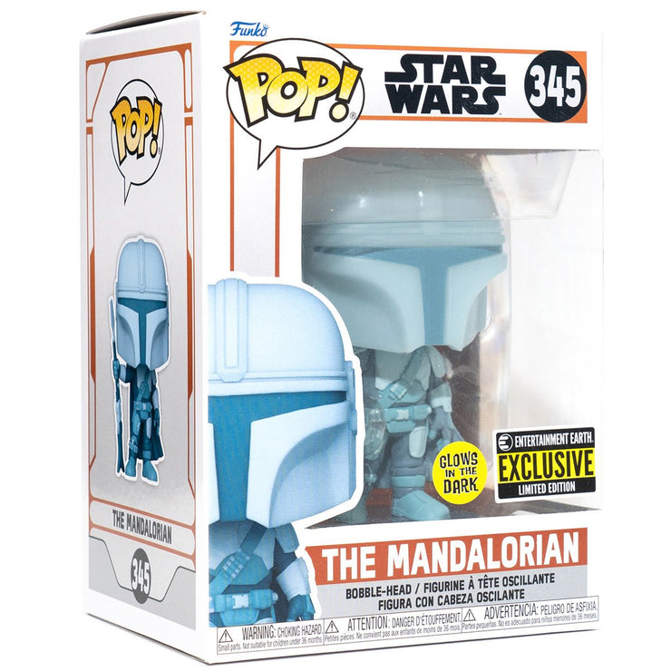 Funko Pop! Star Wars The Mandalorian: The Mandalorian GITD Entertainment Earth Exclusive Figure 